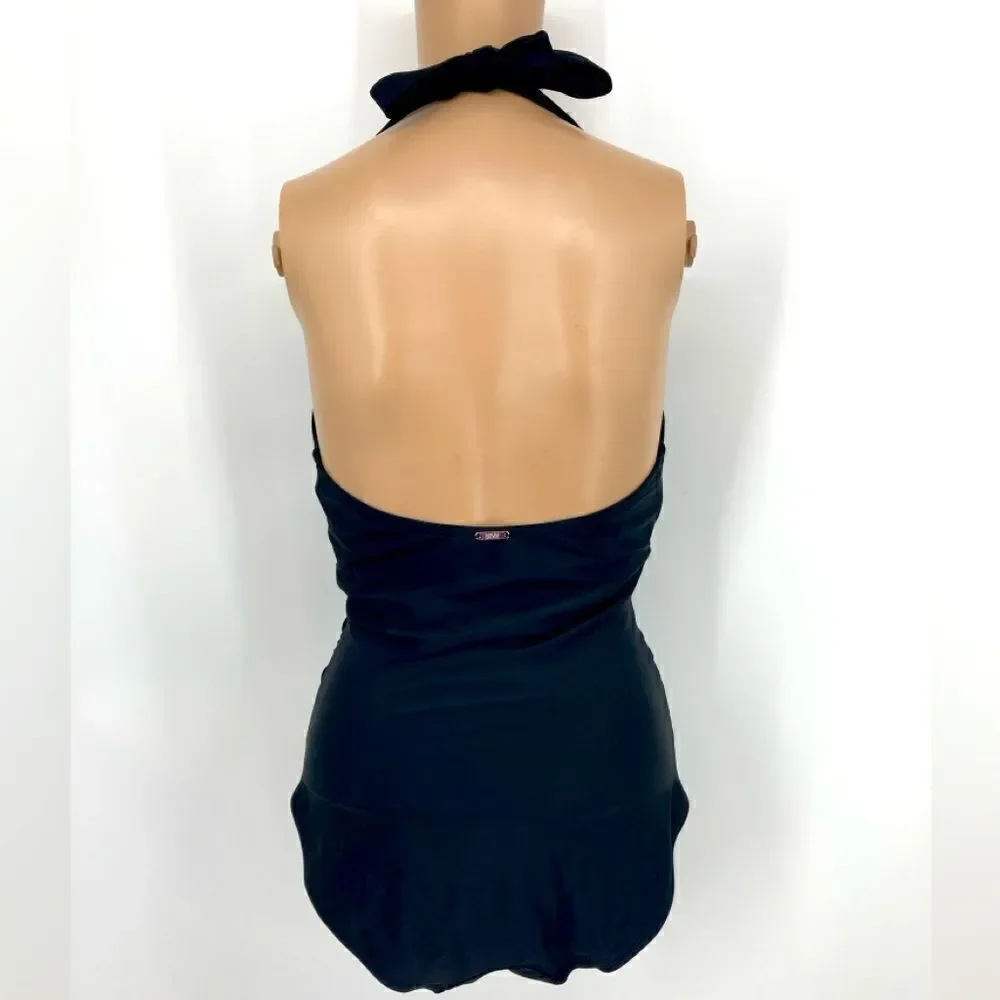 NWT DKNY Black One-Piece Swimsuit Size M/10 - Picture 4 of 12